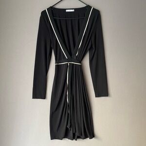 MNG sz M black long‎ sleeve wrap dress